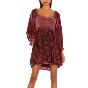 NWT Free People Daphne Velvet Sleeve Mini Dress large